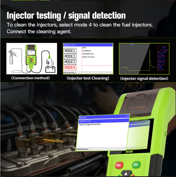 M200 Motorcycle Scanner - Handheld Diagnostic Tool for Honda, Yamaha, BMW with WiFi, Battery Testing, Thermal Printer