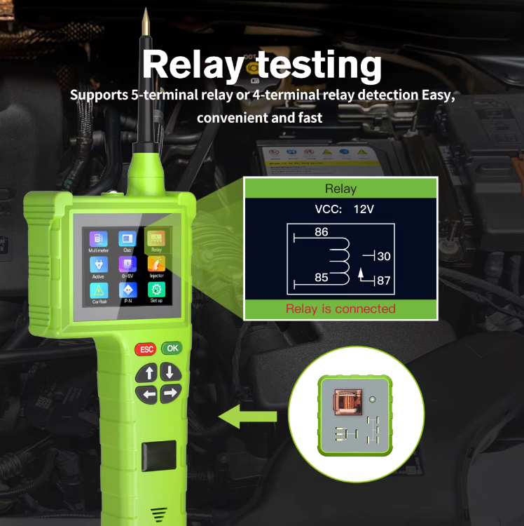 2023 Smart Hook P200 Pro Circuit Tester - 9-48V Intelligent Diagnostic Tool with LCD, Oscilloscope, Injector Testing