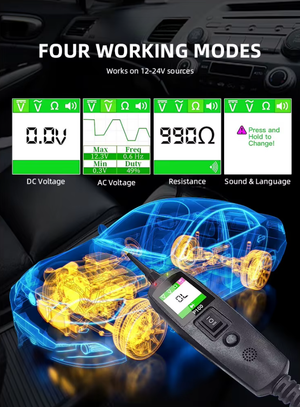 Automotive Circuit Tester - 0-70V Electrical Diagnostic Tool with TFT Display, Short Circuit Detection, 10M Cable for Cars &amp; Trucks