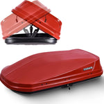 16 Cu. Ft. Red ABS+PC Roof Cargo Box with Dual-Sided Opening, 130 lbs Capacity, Aerodynamic Design for Vehicles with Racks