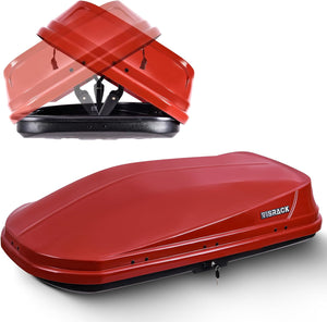16 Cu. Ft. Red ABS+PC Roof Cargo Box with Dual-Sided Opening, 130 lbs Capacity, Aerodynamic Design for Vehicles with Racks