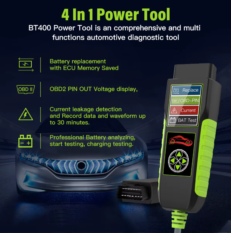 BT400 Car Battery Tester Load Tester with OBD II Voltage Test Battery Replacement Tester Analyzer Charging Test