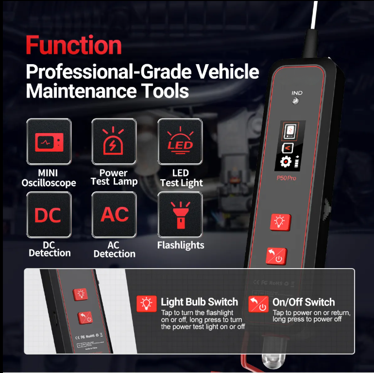 Wholesale DC 0-40V P50 PRO Car LCD Digital Electric Voltage Tester Pen Automotive Power Probe Circuit Tester