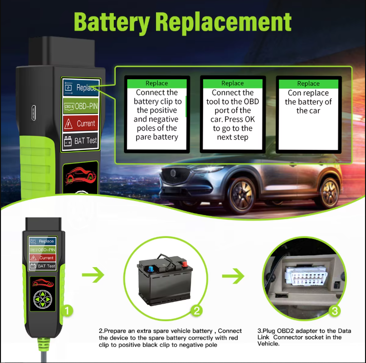 BT400 Car Battery Tester Load Tester with OBD II Voltage Test Battery Replacement Tester Analyzer Charging Test