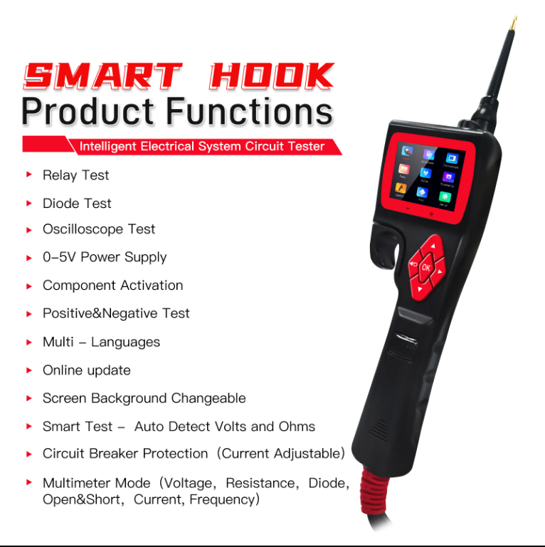 P-Series Automotive Diagnostic Tool - Multifunctional Circuit Tester with Oscilloscope, 0-5V Power, Relay &amp; Injector Testing