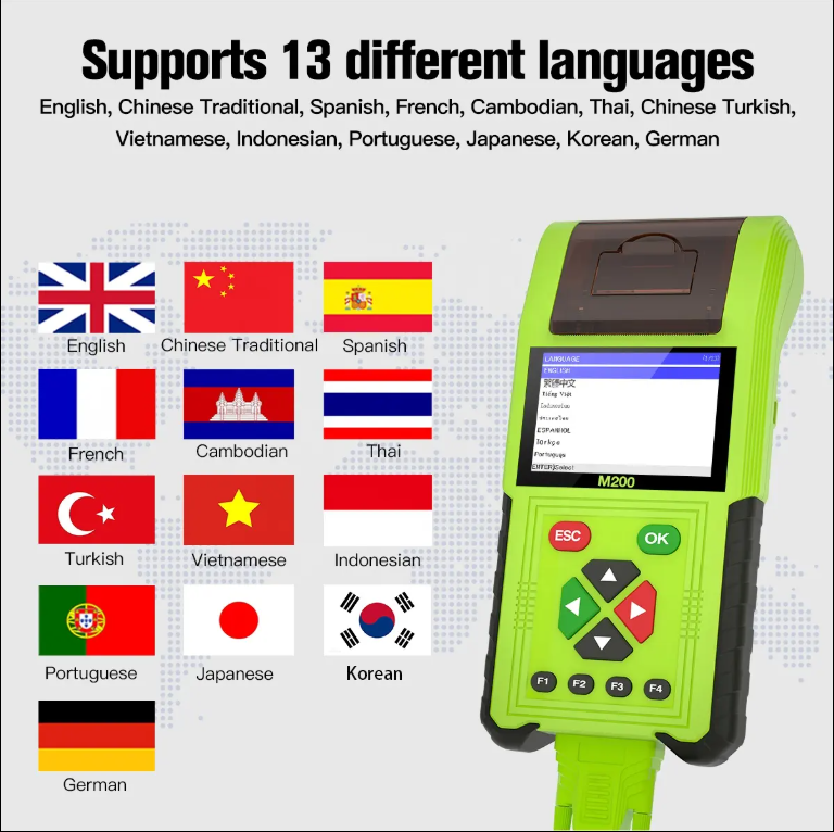 M200 Motorcycle Scanner - Handheld Diagnostic Tool for Honda, Yamaha, BMW with WiFi, Battery Testing, Thermal Printer