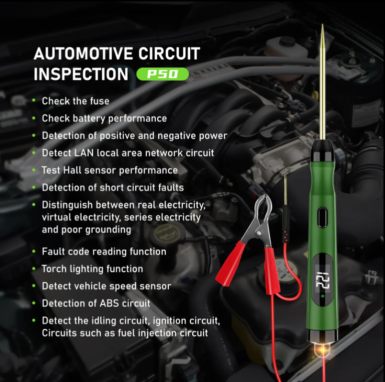Automotive Circuit Tester - 5-30V Electrical Diagnostic Tool with LED Display, Short Circuit Detection, Universal Compatibility