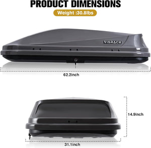 16 Cu. Ft. Gray Waterproof Hard Shell Rooftop Cargo Box with Dual-Sided Access, Tool-Free Install, 130 lbs Capacity for Vehicles with Racks