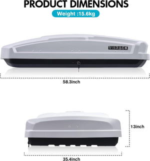 15.5 Cu. Ft. White Waterproof Hard Shell Rooftop Cargo Box with Dual-Sided Access, Security Lock, Tool-Free Install, 130 lbs Capacity for Vehicles with Racks