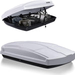15.5 Cu. Ft. White Waterproof Hard Shell Rooftop Cargo Box with Dual-Sided Access, Security Lock, Tool-Free Install, 130 lbs Capacity for Vehicles with Racks