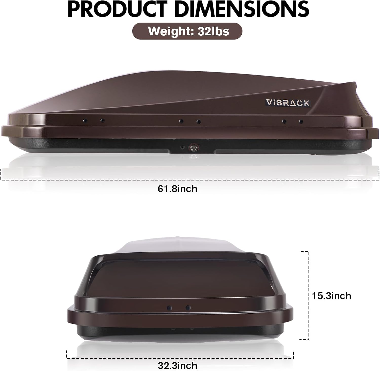 16 Cu. Ft. Brown Waterproof Hard Shell Rooftop Cargo Box with Dual-Sided Access, Security Lock, Tool-Free Install, 130 lbs Capacity for Vehicles with Racks