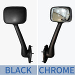 Chrome Pair Freightliner Cascadia Hood Mirrors for 2008-2017 Models, Universal Fit, High-Quality ABS, Convex Lens, Complete Set with Mounting Hardware