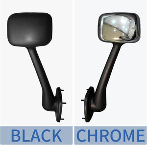 Chrome Pair Freightliner Cascadia Hood Mirrors for 2008-2017 Models, Universal Fit, High-Quality ABS, Convex Lens, Complete Set with Mounting Hardware
