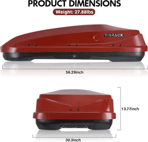 14 Cu. Ft. Red Waterproof Hard Shell Rooftop Cargo Box with Dual-Sided Access, Security Lock, Tool-Free Install, 130 lbs Capacity for Vehicles with Racks