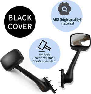 Chrome Pair Freightliner Cascadia Hood Mirrors for 2008-2017 Models, Universal Fit, High-Quality ABS, Convex Lens, Complete Set with Mounting Hardware