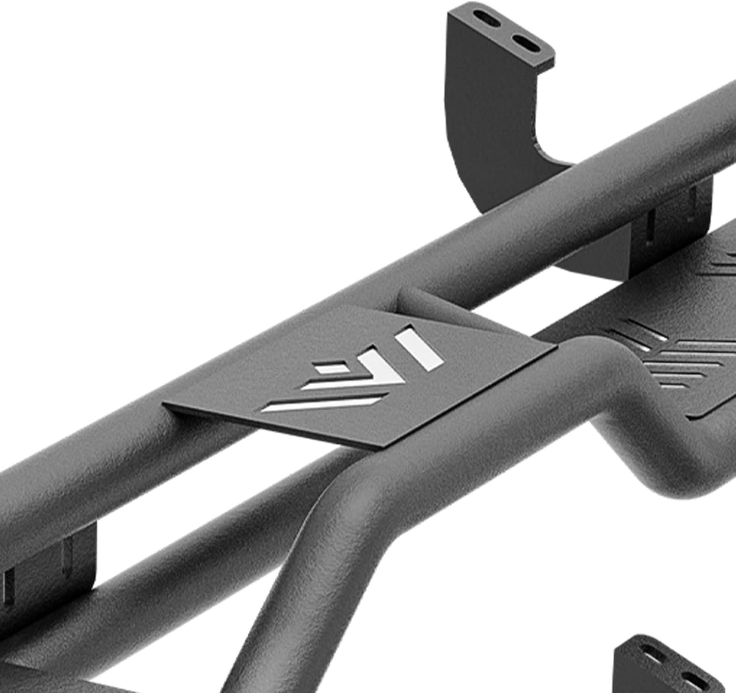 Heavy-Duty Carbon Steel Running Boards with Dual Raised Steps for 2024-2025 Toyota Tacoma Double Cab/Crew Cab, Powder-Coated, Bolt-On Nerf Bars, 550 lbs Capacity