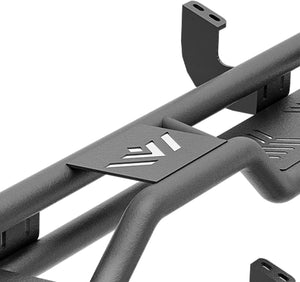 Heavy-Duty Carbon Steel Running Boards with Dual Raised Steps for 2024-2025 Toyota Tacoma Double Cab/Crew Cab, Powder-Coated, Bolt-On Nerf Bars, 550 lbs Capacity