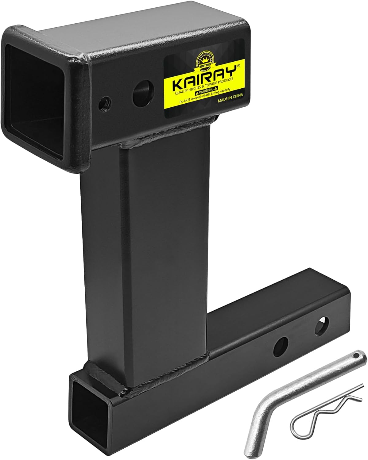 10" Drop/Rise Trailer Hitch Extender, 8"/10" Adjustable Length, 2" Shank, 7500lbs Capacity, Matte Black