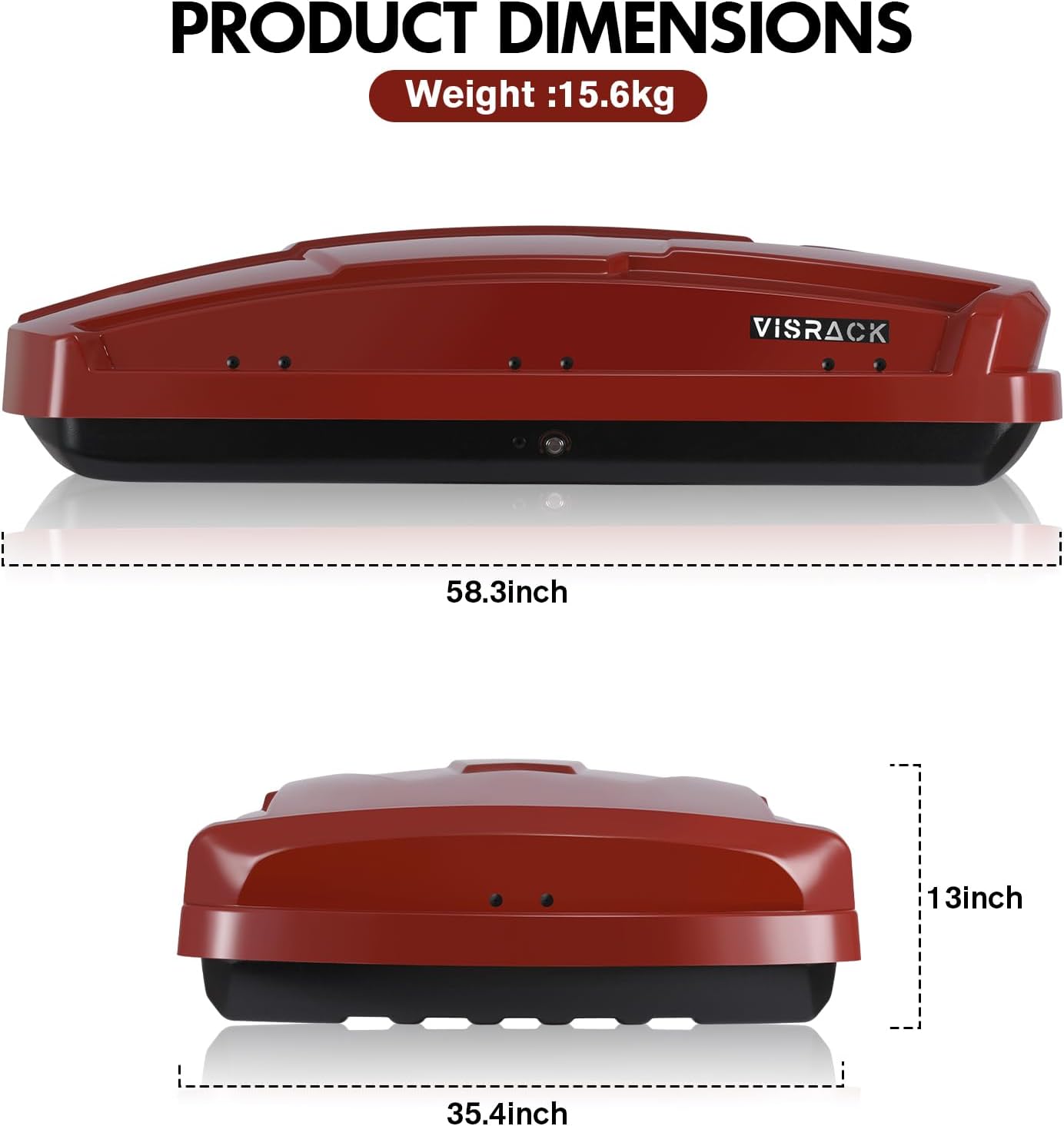 15.5 Cu. Ft. Red Waterproof Hard Shell Rooftop Cargo Box with Dual-Sided Access, Security Lock, Tool-Free Install, 130 lbs Capacity for Vehicles with Racks