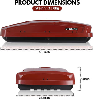 15.5 Cu. Ft. Red Waterproof Hard Shell Rooftop Cargo Box with Dual-Sided Access, Security Lock, Tool-Free Install, 130 lbs Capacity for Vehicles with Racks