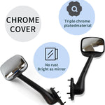 Chrome Pair Freightliner Cascadia Hood Mirrors for 2008-2017 Models, Universal Fit, High-Quality ABS, Convex Lens, Complete Set with Mounting Hardware