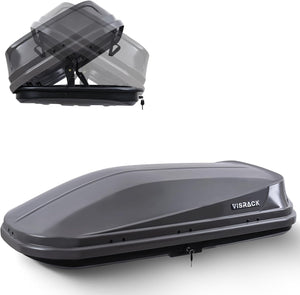 16 Cu. Ft. Gray Waterproof Hard Shell Rooftop Cargo Box with Dual-Sided Access, Tool-Free Install, 130 lbs Capacity for Vehicles with Racks