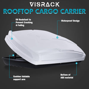 15.5 Cu. Ft. White Waterproof Hard Shell Rooftop Cargo Box with Dual-Sided Access, Security Lock, Tool-Free Install, 130 lbs Capacity for Vehicles with Racks