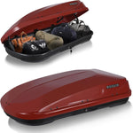 14 Cu. Ft. Red Waterproof Hard Shell Rooftop Cargo Box with Dual-Sided Access, Security Lock, Tool-Free Install, 130 lbs Capacity for Vehicles with Racks