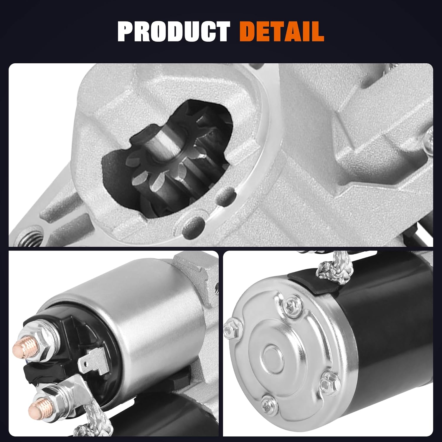 56044736AB New Starter Motor for Dodge Durango 2011-2020, Ram 1500/2500/3500 2009-2020, Jeep Commander 2006-2010, Grand Cherokee 2005-2020, V8 5.7L, 1.7KW 12V 10-Teeth CW, Replaces 17938N, 17948N