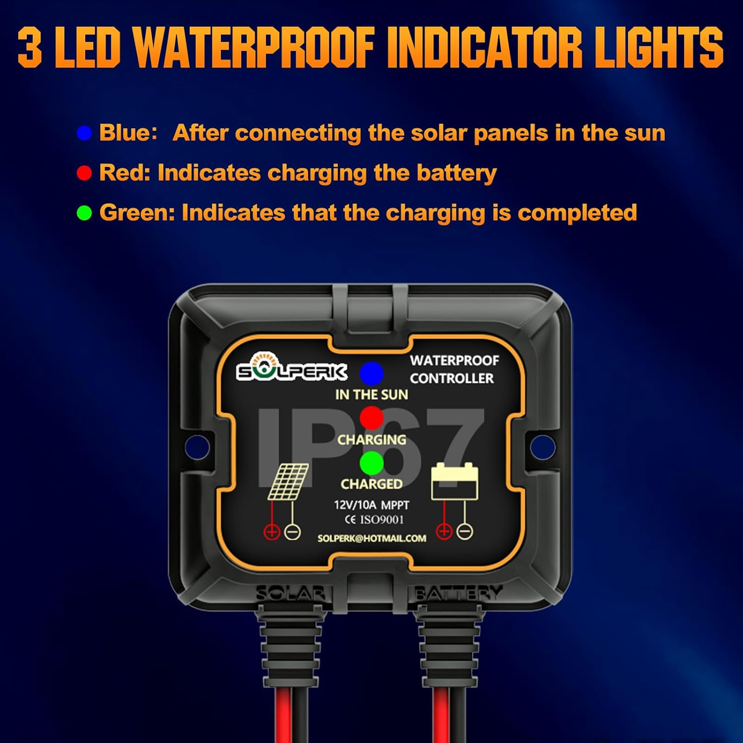100W Solar Battery Charger Kit, 12V Waterproof Monocrystalline Panel with 10A MPPT Controller, Adjustable Mount & Alligator Clips for RV, Boat, Motorcycle Trickle Charging