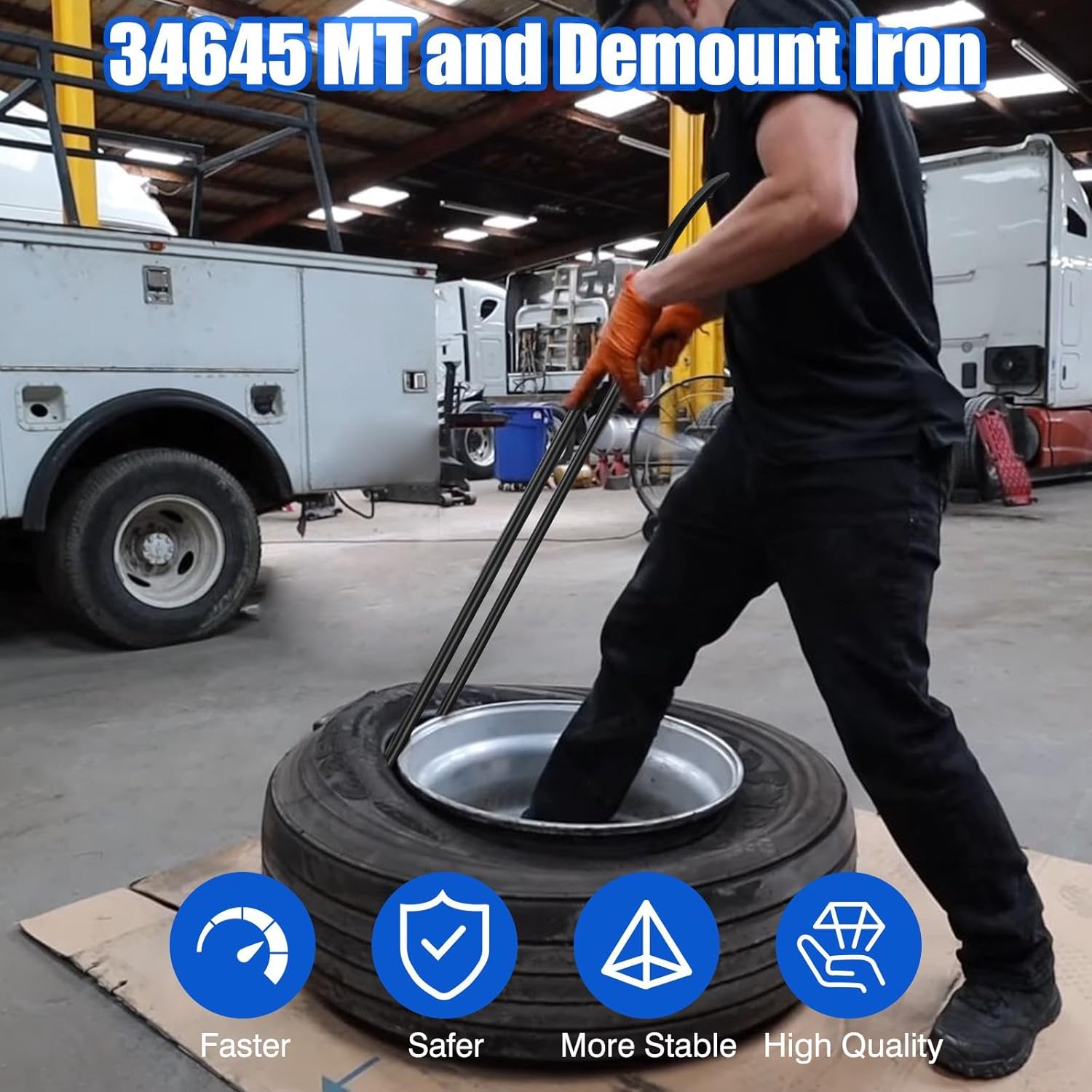 2-Pack 34645 Tire Mount and Demount Iron, 38in x 4/5in Black 40Cr Steel Tire Changing Tool for Auto and Truck Tubeless Tires
