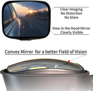 Chrome Pair Freightliner Cascadia Hood Mirrors for 2008-2017 Models, Universal Fit, High-Quality ABS, Convex Lens, Complete Set with Mounting Hardware