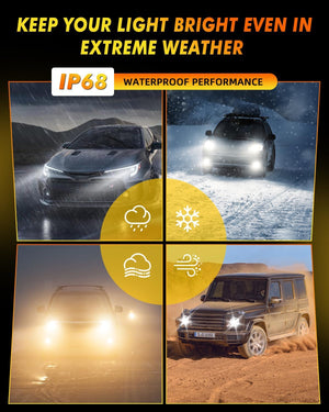 9005/HB3 + 9006/HB4 LED Fog & Off-Road Lights Combo, 60,000LM 800% Brighter 6500K Cool White, 1:1 Halogen Fit, Plug & Play with Cooling Fan, Pack of 4