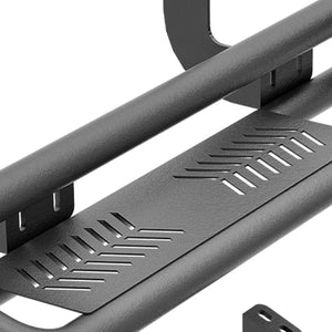 Heavy-Duty Carbon Steel Running Boards with Dual Raised Steps for 2024-2025 Toyota Tacoma Double Cab/Crew Cab, Powder-Coated, Bolt-On Nerf Bars, 550 lbs Capacity