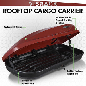 14 Cu. Ft. Red Waterproof Hard Shell Rooftop Cargo Box with Dual-Sided Access, Security Lock, Tool-Free Install, 130 lbs Capacity for Vehicles with Racks
