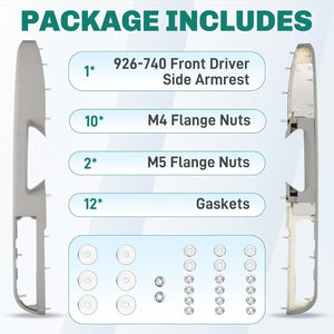 926-740 Front Driver Side Armrest Repair Kit (27.5in) for 2010-2014 GMC Yukon, Sierra, Chevrolet Suburban, Silverado, Avalanche, Tahoe – Replaces OE 20920362
