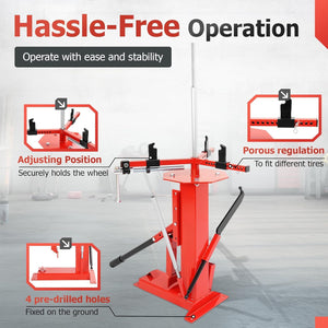 Portable Manual Tire Changer for 4" to 16.5" Tires, Adjustable Steel Bead Breaker for Motorcycles, Go-Karts, ATVs, Trailers, and Light Trucks, Lever-Action, Easy Assembly