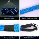 AXSIPEIX 7/8" x 30ft Kinetic Recovery Rope (31,700lbs) with 2 Soft Shackles, Heavy Duty Offroad Tow Kit for UTV, ATV, Truck, Car - Dark Blue