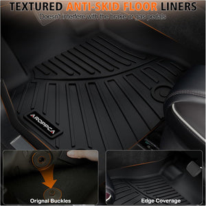 All-Weather TPE Floor Mats for 2014-2018 Chevy Silverado/GMC Sierra 1500, 2015-2019 2500 HD/3500 HD Crew Cab, Anti-Slip Full Set Liners