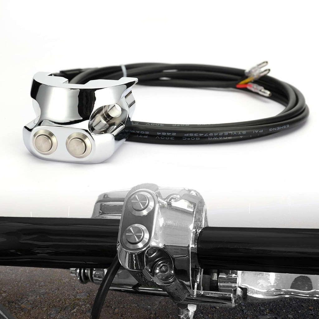 Chrome 1" Handlebar Air Ride Suspension Switch Kit for Harley Dyna, V-Rod, Touring, Sportster with Legend AIR/AERO, 12V, Deutsch & Color-Coded Connectors