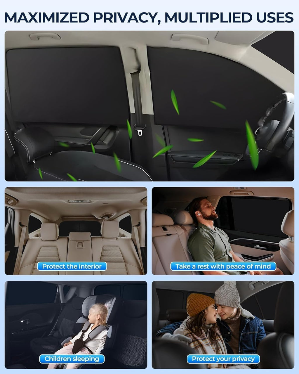 8-Piece Custom-Fit Window Shade Set for Toyota 4Runner 2010-2025, 420D Reflective Polyester, UV-Blocking, Privacy Sun Shades with Windshield and Steering Wheel Covers, Easy Install, Compact Storage