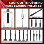16-Piece Blind Hole Bearing & Seal Puller Kit with Slide Hammer and Collets for 1/4" to 2-1/3" Inner Diameters