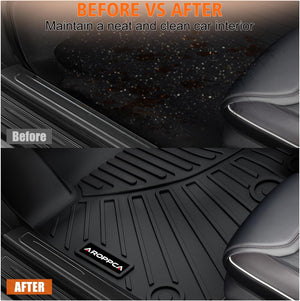 All-Weather TPE Floor Mats for 2014-2018 Chevy Silverado/GMC Sierra 1500, 2015-2019 2500 HD/3500 HD Crew Cab, Anti-Slip Full Set Liners