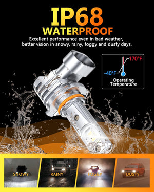 9005 9006 LED Fog Light Bulbs, 32,000LM 6500K Cool White, HB3 HB4 Plug-and-Play Combo, 400% Brighter, IP68 Waterproof, 60,000-Hour Lifespan, Pack of 4