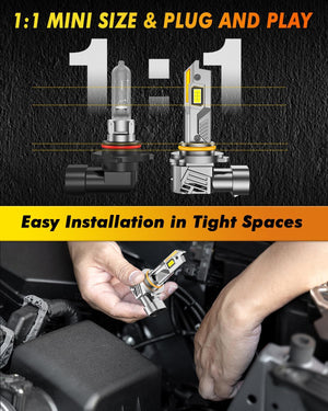 9005/HB3 + 9006/HB4 LED Fog & Off-Road Lights Combo, 60,000LM 800% Brighter 6500K Cool White, 1:1 Halogen Fit, Plug & Play with Cooling Fan, Pack of 4