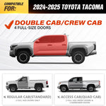 Heavy-Duty Carbon Steel Running Boards with Dual Raised Steps for 2024-2025 Toyota Tacoma Double Cab/Crew Cab, Powder-Coated, Bolt-On Nerf Bars, 550 lbs Capacity