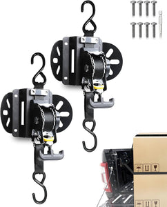 2-Pack Retractable Truck Bed Ratchet Straps for 2015-2025 Ford F-150, F-250, F-350, F-450 – Auto-Retract Tie Down System with Polyester Straps and Alloy Steel Fasteners