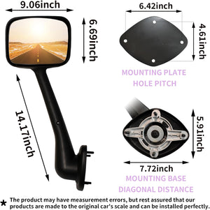 Chrome Pair Freightliner Cascadia Hood Mirrors for 2008-2017 Models, Universal Fit, High-Quality ABS, Convex Lens, Complete Set with Mounting Hardware