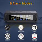 6-Sensor TPMS Tire Pressure Monitoring System with Solar & USB Charging, HD LCD Display, Real-Time 6-Mode Alarms, IP67 Waterproof, Universal Fit for Cars, SUVs, Trucks, and RVs