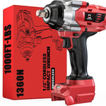 Cordless 1/2" Impact Wrench for Milwaukee 18V Battery, 1000 Ft-lbs High Torque, Brushless, LED Light, Ergonomic Design (Bare Tool)